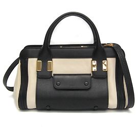 Bolsa de couro Chloé Little Alice 3S0158 Preto Fora de branco