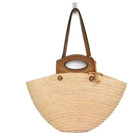 Tod's Doppelgriff-Strohtasche Braun Beige