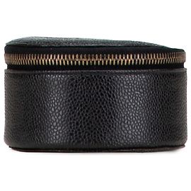 Custodia rotonda per gioielli da viaggio in caviar nero Chanel Nero