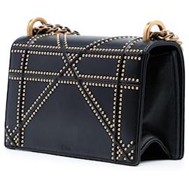Dior-Dior Black Small Lambskin Studded Diorama Flap-Black