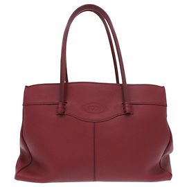 Sac Tote en Cuir Rouge Tod's Mocassin Rouge