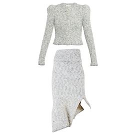 Conjunto de Cardigã e Saia Ulla Johnson Bege de Lã Bege