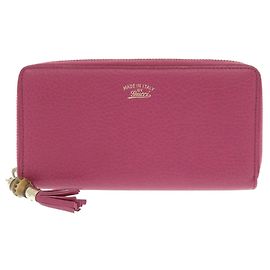 Gucci Bamboo Round Zip Long Wallet Pink
