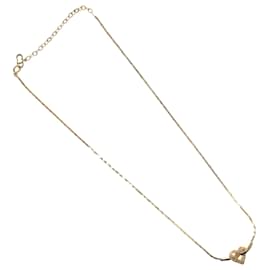 Christian Dior Logo Herz Anhänger Halskette Metall mit Kristall Golden
