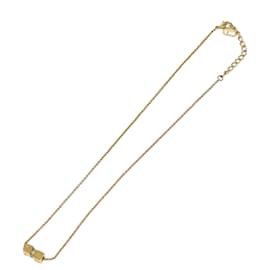 Christian Dior CD Cube Charms Anhänger Halskette Metall mit Kristallen Golden