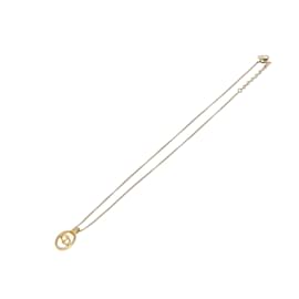 Runder Anhänger CD Christian Dior Halskette Metall Golden