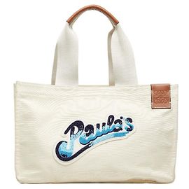 Loewe Paula's Ibiza Canvas Tote Bag Weiß Blau Roh