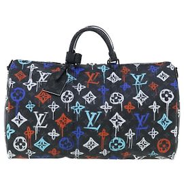 Sac Keepall Bandoulière Louis Vuitton Graffiti Monogram Éclipse en toile 50 Multicolore