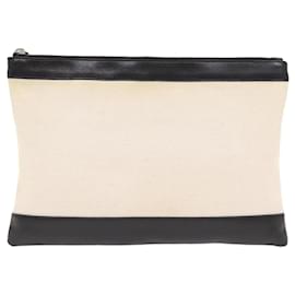 Balenciaga-Pasta com zíper Balenciaga em lona e couro grande - Marinho-Bege