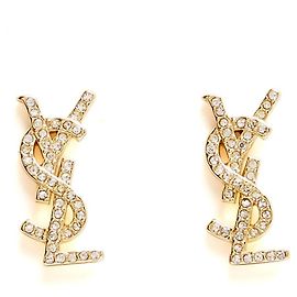 Saint Laurent YSL Cassandre Golden Metal Stud Earrings Golden