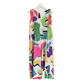 Robe imprimée en couleur abstraite Pleats Please d'Issey Miyake Multicolore