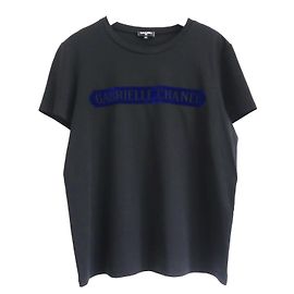 Camiseta com logo aveludado Chanel Gabrielle Preto