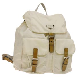 Prada Rucksack mit doppelter Fronttasche Tessuto Medium Weiß