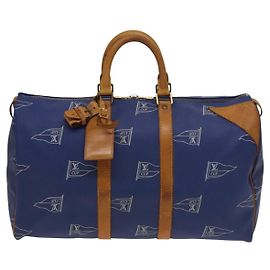 Sac Keepall Louis Vuitton en toile enduite Bleu