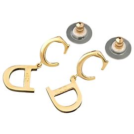 Christian Dior Monogram CD Logo Gold Hoop Earrings Golden