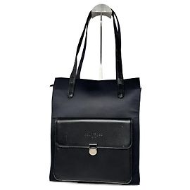 Vintage Courreges Leather Polyester Handbag black Black