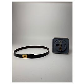Vintage Dior Wende-Ledergürtel-Set Unisex Schwarz