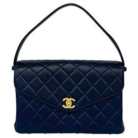 Chanel Matelasse Coco Mark Lambskin Handbag Navy blue