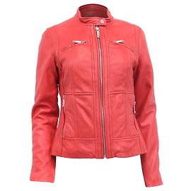 Michael Michael Kors Biker Jacket in Red Leather Red