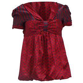 Blusa de seda burdeos con lunares y rayas en V de Marc Jacobs Roja Burdeos