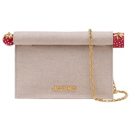 Jacquemus-La Petite Pochette Rond Carré - Jacquemus - Cotton - Beige-Brown,Beige