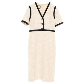 Vestido de algodón Gucci Negro Beige