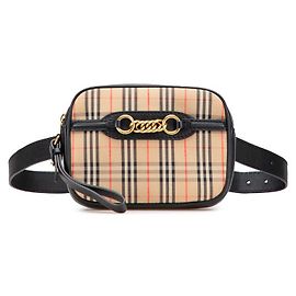 Burberry Nova Check Canvas Leder Bauchtasche Schwarz Beige