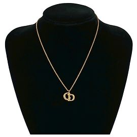 Collana Choker Pendente Logo CD Vintage Christian Dior D'oro
