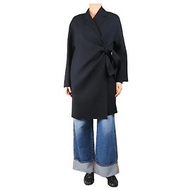 Victoria Beckham Black drapey coat - size UK 8 Black