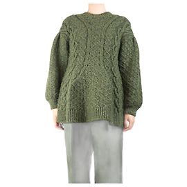 Simone Rocha Grüner, übergroßer, grob gestrickter Pullover - Größe S Grün