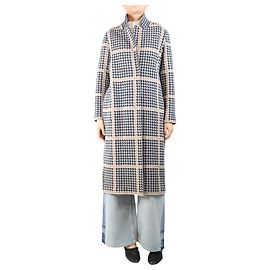 Bruno Manetti Neutral houndstooth wool coat - size UK 12 Other