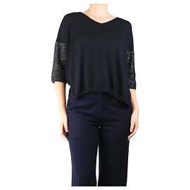 Autre Marque Pullover mit schwarzen Paillettenärmeln - Größe S Schwarz