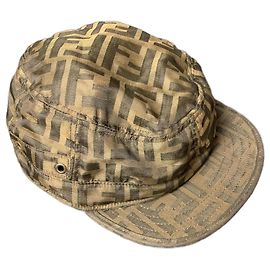 Fendi FF Zucca Monogram Flat Brim Cap Dark Brown Dark brown