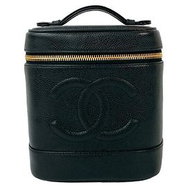 Borsa a mano Vanity in pelle caviar Chanel Coco Mark Nero