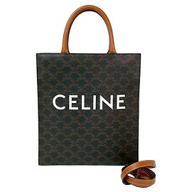 Céline Bolsa de couro Cabas vertical CELINE Marrom Preto