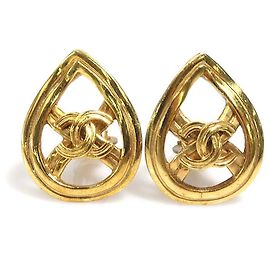 Boucles d'oreilles clips en métal doré Chanel Coco Mark Doré