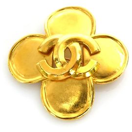 CHANEL Coco Mark Metallgold Brosche Golden