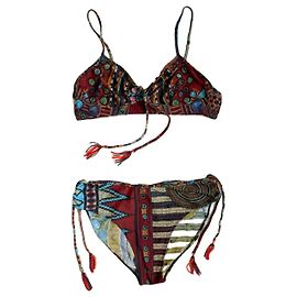 Bañador de dos piezas Jean Paul Gaultier Soleil estampado tribal marrón Castaño Burdeos