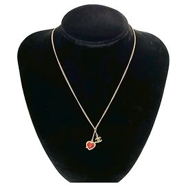 Collar de cadena con colgante de corazón Coco Mark de Chanel Roja Dorado
