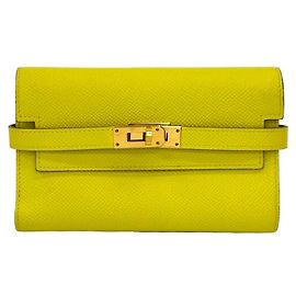 Cartera Bifold Compacta de Cuero Kelly de Hermès Amarillo