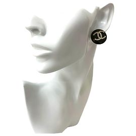 Orecchini in plastica placcata con motivo Coco Mark vintage di CHANEL Nero Argento