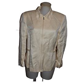 Versace Jacket Eggshell Silk and Linen Size 44 Eggshell