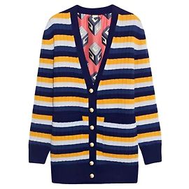 Gucci Gestreifte Strickjacke Blau Wolle Blau