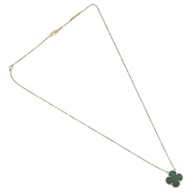 Van Cleef & Arpels Vintage Alhambra Pendant Necklace 18K Yellow Gold and Malachite Golden