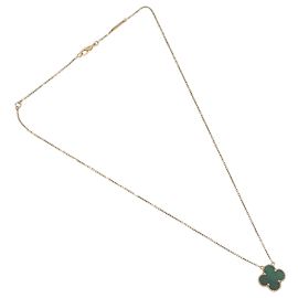 Collar Colgante Vintage Alhambra en Oro Amarillo de 18K y Malaquita de Van Cleef & Arpels Dorado