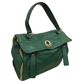 Bolso de hombro Yves Saint Laurent Muse Two Beige Verde Oscuro Beige Verde oscuro