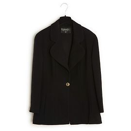 Chanel 1990 Jacket Skirt FR42 Late 80s Classic Black CC Set UK14 US12 Black