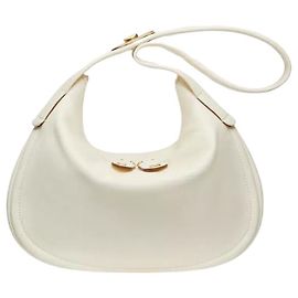 Bolsa de Ombro com Babados em Couro Grande Valentino Garavani Branco
