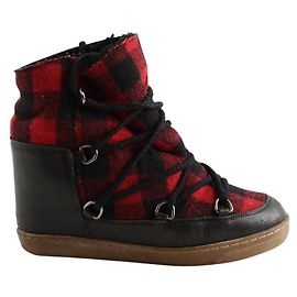 Isabel Marant Red leather fur-lined boots Red