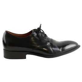 Céline Zapatos de cuero negro con cordones Negro